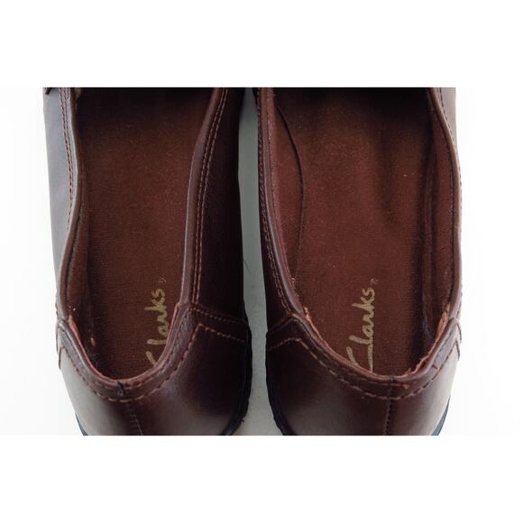 Clarks Smoking Flats Brown Leather Women Shoes Size 7.5 Medium - Picture 5 of 7